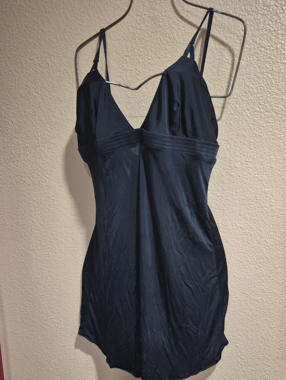 Black Satin Chemise Slip Nightdress - Women Intimates